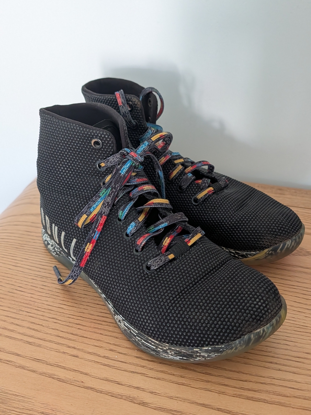 Nobull Black Knit High-Top Sneakers with Multicolor Laces